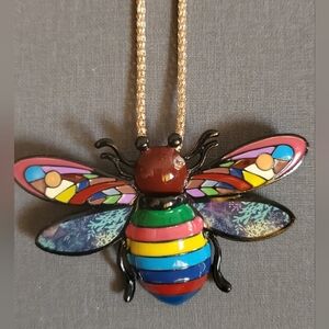 Colorful Enamel Painted Bee Pendant Necklace